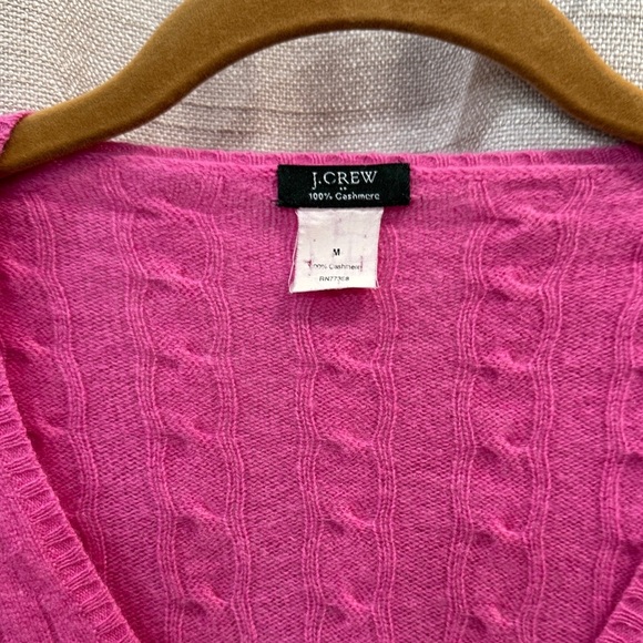J. Crew Cashmere V-Neck Cable Knit Sweater in Pink Size M - Picture 2 of 6